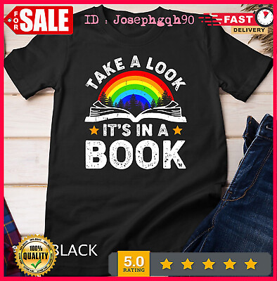 #ad Take a Look it#x27;s in a Book Reading Vintage Retro rainbow Unisex T shirt $15.49