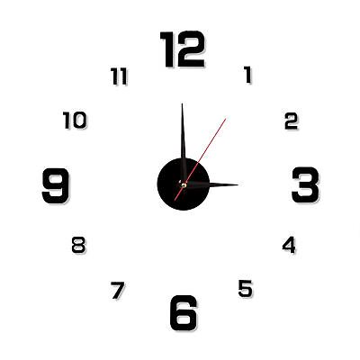#ad Clock Silent Lasers Engraving Night Light 3d Real Big Wall Clock Metal Pointer $8.73