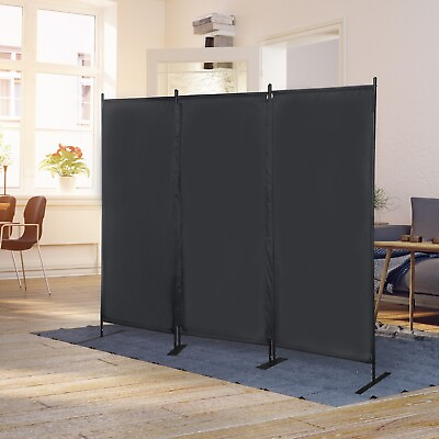 #ad Room Divider Folding Privacy Screen Portable Wall Partition w 3 Fabric Panels $47.99