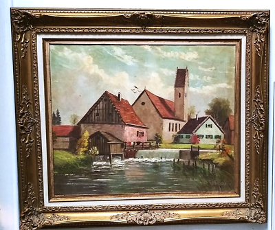 #ad Impresionist PAINTING BY F.BERGER GERMANY 20th EARLY CENTURY 26x30 $345.00