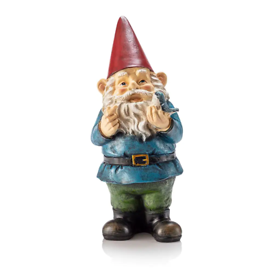 #ad 12 In. Tall Outdoor Garden Gnome with Bird Yard Statue Decoration Multicolor $20.03