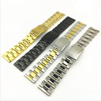 #ad Solid Stainless Steel Watch Strap Band Butterfly Clasp16 18 20 22 24 26 28 30mm $17.88