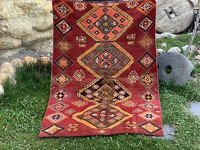 #ad Vintage Turkish Rug Tribal Handmade Wool Farmhouse Carpet Antique 3 x 5 ft $233.69