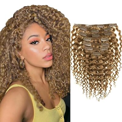 #ad 16Inch Human Hair Curly Clip in Extensions Jerry Curly 16 Inch Jerry Curly #27 $96.76