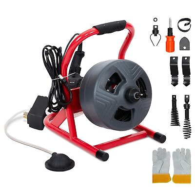 #ad 50#x27; x 5 16quot; Drain Cleaner Electric Sewer Snake Cleaning Machine W 6 Cutters $100.00
