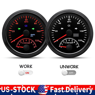 #ad 85mm GPS Speedometer 0 120MPH with Tachometer Gauge 0 8000RPM for Car Boat US $50.39