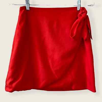 #ad FASHION UNION Wrap Mini Skirt Red Size 4 Date Night Cute Holiday $22.46