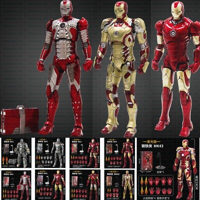 #ad New ZD Light Ver. Iron Man MK1 MK7 MK42 MK43 Action Figure Collection Boxed Gift $43.81
