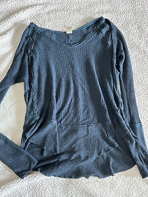 #ad WE THE FREE by FREE PEOPLE Teal Waffle Tunic Size Medium $7.99
