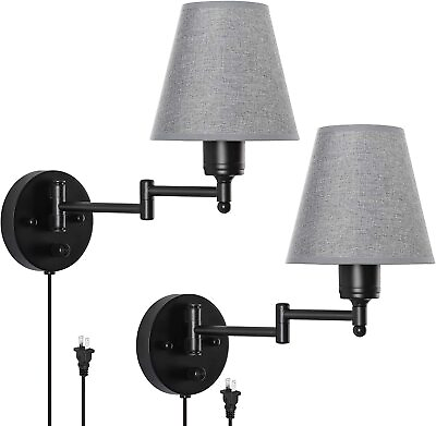 #ad Set of 2 Adjustable Swing Arm Wall Sconces Modern Wall Lamps for Bedroom Bedside $37.89