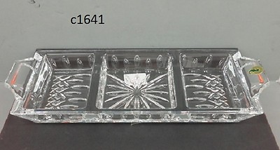 #ad Waterford LISMORE 3 PART RECTANGULAR SERVING TRAY New Box Slovenia $165.00