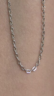 #ad 18K White Gold Plated Stamped Link Chain Necklace 18” Long $16.97
