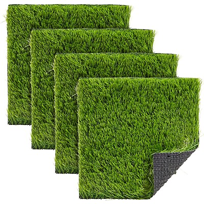 #ad 4 Pack Artificial Grass Turf Tiles for DIY Crafts 12x12 In Green Square Mats $18.89