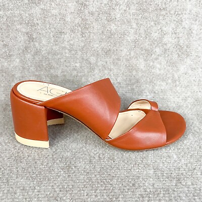 #ad AGL Shoes Womens 37.5 7.5 Moon Thong Sandal Brown Leather Toe Loop Chunky Heel $43.96