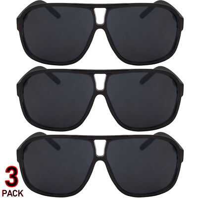 #ad Sunglasses Mens OG Super Dark Aviator Style Sunglasses 3 OR 6 Pack New Look $14.95
