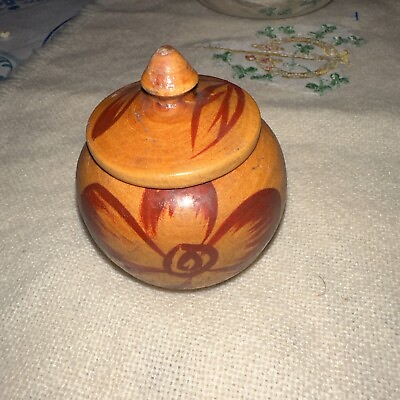 #ad Handcrafted Wooden Jar With Lid $18.00