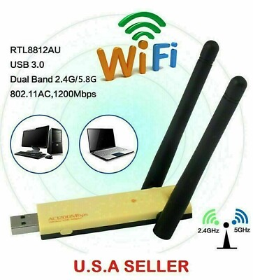 #ad NEW 150 300 600 1200 Mbps 2.4 5Ghz USB WiFi Network Adapter Antenna 802.11 LOT $8.00