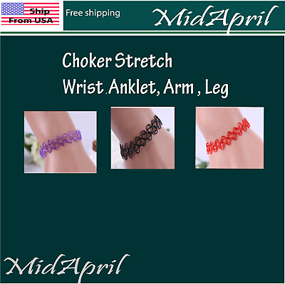 #ad Choker Stretch Wrist arm leg anklet Elastic Tattoo Chain Collar US $1.79