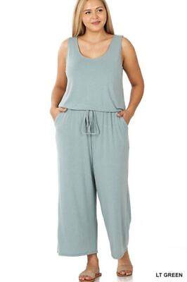 #ad Zenana Women Plus Sleeveless Jumpsuit with Pockets 1X 3X $15.99