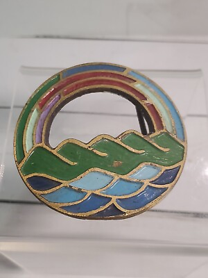 #ad VTG 1971 ECOLOGY DESIGNS THE NEW CREATION HIPPIE ART SOLOD BRASS BUCKLE ISREAL $24.99