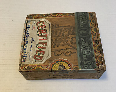 #ad Certified Check Cigar Box 1910 Tax Stamp Londres Antique Factory 3 21st Dist. NY $99.95