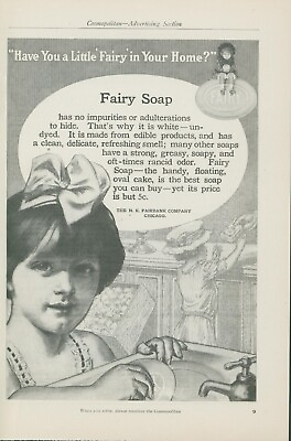 #ad 1910 Fairy Soap Undyed Sink Girl Store Counter Bow Cap Fairbank Vtg Print Ad CO2 $11.99