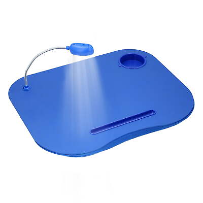 #ad Portable Laptop Lap Desk Tray Stand With LED Light and Cup Holder Blue $29.15