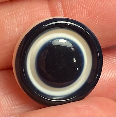 #ad Unique navy blue? bullseye dome center plastic vintage antique button #6804C $14.08