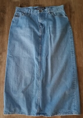 #ad Vtg Nautica Jeans Women#x27;s Denim Skirt Jean Straight long modest back slit Sz 10 $34.00
