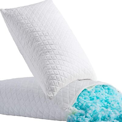 #ad 2 Pack Shredded Memory Foam Sleeping Bed Pillows Cooling Adjustable KING $50.41