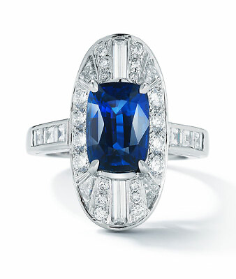 #ad Features a 4.12CT Cushion Cut Ceylon Sapphire Framed With A Fancy CZ Retro Ring $210.00