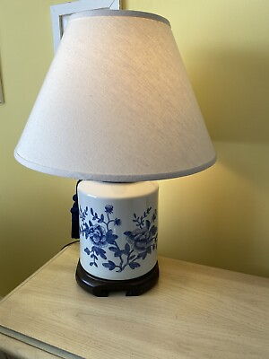 #ad pair of lblue and white floral ceramic table lamps $144.99