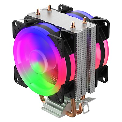 #ad 3Pin CPU Cooler 4 Heatpipe W RGB Fan For Intel 1150 1151 1155 1156 1366 AMD $26.95