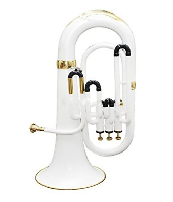 #ad Weekend Sale New White Bb FLAT 3 VALVE EUPHONIUM WITH FREE HARD CASEMOUTHPIECE $351.99