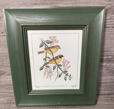#ad Framed Bird Art Print Signed NJ Shumaker Pallan Common Yellowthroat Warbler $18.00