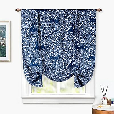 #ad Deer Fawn Flower Forest Blackout Thermal Insulated Tie Up Curtain For Kitchen Ba $38.54