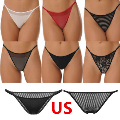 #ad US Women Panties Floral Underwear T back Thongs G String Low Waist Perspective $2.75