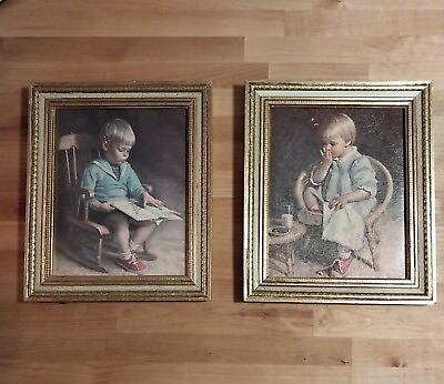 #ad Framed James Ingwersen Art Prints *Gretchen amp; Garyquot; Boy Reading Girl Eating 1973 $39.95