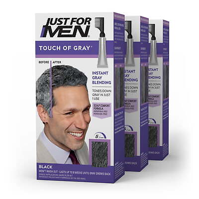 #ad Just For Men Touch of Gray Hair Color with Comb Applicator T 55 Black 3 Pack $24.99