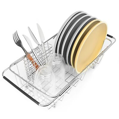 #ad Sink Dish Drainer Rack Expandable 304 Stainless Steel Dish Drying Rack Organ... $44.40