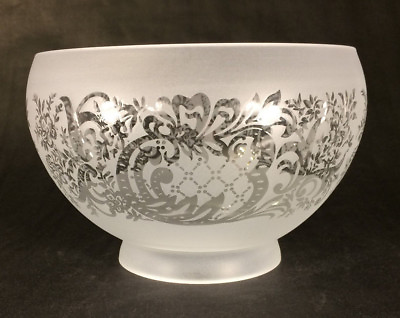 #ad 4quot; fitter FROSTED SATIN ETCHED GLASS FIXTURE LAMP SHADE CLEAR FILIGREE #FS511I $60.88