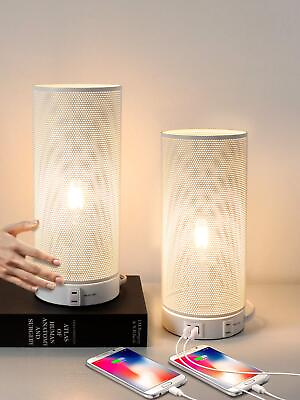 #ad Touch Control Table Lamp Set Of 2 Dimmable Bedside Nightstand Lamps With Usb Po $31.09