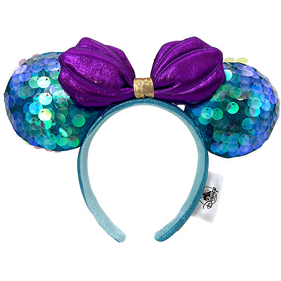 #ad Disney Parks Little Mermaid Ariel Dinglehopper Minnie Mouse Bow Ears Headband $14.72