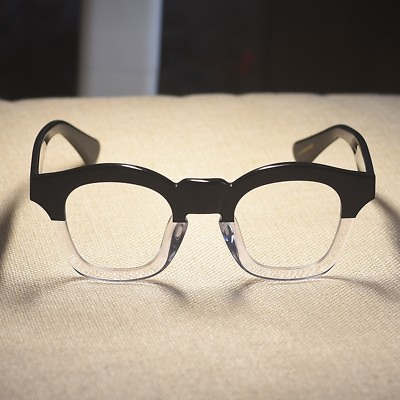 #ad Retro women solid acetate eyeglasses mens black crystal frame clear lens glasses $45.88