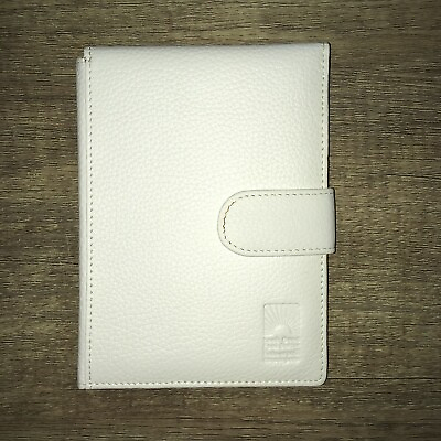 #ad Danier Genuine Leather Look Good Feel Better Women White Tri Fold Button Wallet C $19.99