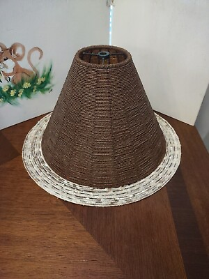 #ad Large Lamp Shade Beaded Dark Gold Bronze Brown Beads 8quot; Tall $49.00