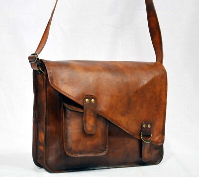 #ad New Vintage Men#x27;s Brown Genuine Leather Messenger Laptop Satchel Shoulder Bag $52.60