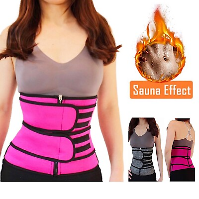 #ad Women Waist Trainer Sauna Neoprene Sweat Belt Tummy Control Yoga Gym Body Shaper $10.99