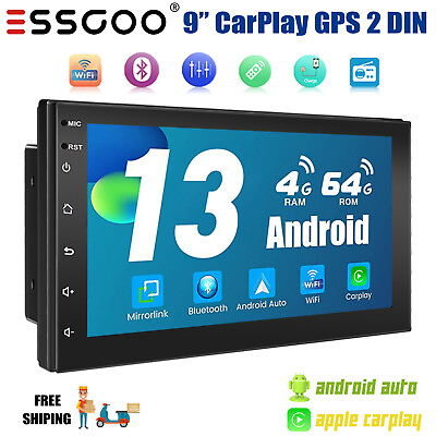 #ad Double 2 DIN 9quot;Car Stereo Radio Android13 CarPlay GPS Touch Screen WIFI BT 464G $89.85