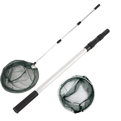 #ad Portable Fishing Landing Net with Aluminum Telescoping Pole Long Handle Round $11.99